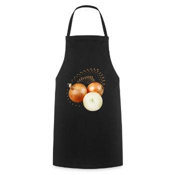 Oignon, illustration naturaliste - Tablier de cuisine - noir - Devant - AI Model Male 185 dark (185cm)