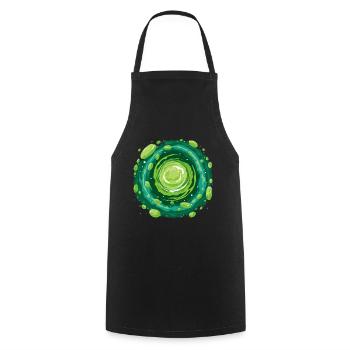 Cool Green Sci-Fi Cartoon Portal for Time Travel - Cooking Apron - black - Front - AI Model Male 185 dark (185cm)