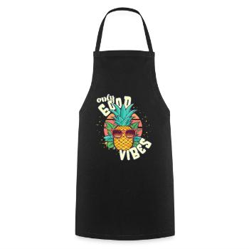 Only Good Vibes: Good Life Ananas mit Sonnenbrille - Kochschürze - Schwarz - Vorne - AI Model Male 185 dark (185cm)