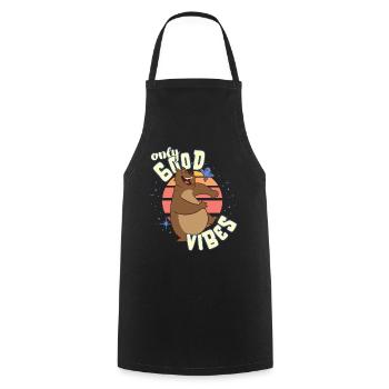 Only Good Vibes: Good Life Cartoon Bär Tanzen - Kochschürze - Schwarz - Vorne - AI Model Male 185 dark (185cm)