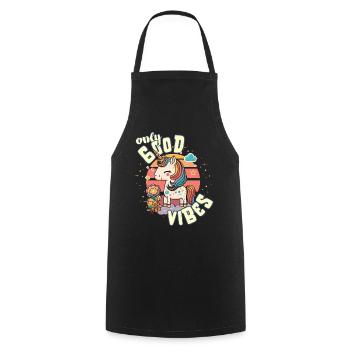 Que des bonnes vibrations : la bonne vie douce licorne magique - Tablier de cuisine - noir - Devant - AI Model Male 185 dark (185cm)