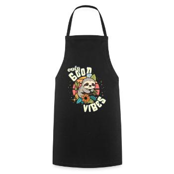 Only Good Vibes: Good Life Cute Cartoon Sloth - Cooking Apron - black - Front - AI Model Male 185 dark (185cm)