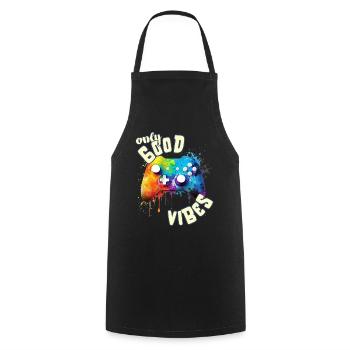 Only Good Vibes: Good Life Cool Gaming Controller - Kochschürze - Schwarz - Vorne - AI Model Male 185 dark (185cm)