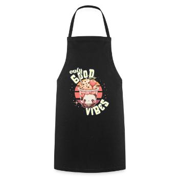 Only Good Vibes: Good Life Kawaii Boba Bubble Tea - Cooking Apron - black - Front - AI Model Male 185 dark (185cm)