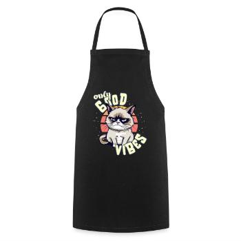 Only Good Vibes: Good Life Wütende Cartoon Katze - Kochschürze - Schwarz - Vorne - AI Model Male 185 dark (185cm)