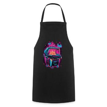 Vaporwave Grill Synthwave Grillen Geschenk Retro - Kochschürze - Schwarz - Vorne - AI Model Male 185 dark (185cm)