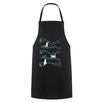 Cute Cat Playing On Musical Notes Musician - Cooking Apron - black - Front - AI Model Male 185 dark (185cm)