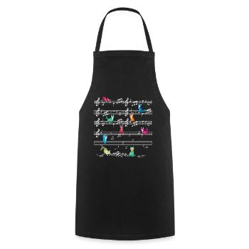 Colorful Cat Playing On Musical Notes Musician - Cooking Apron - black - Front - AI Model Male 185 dark (185cm)