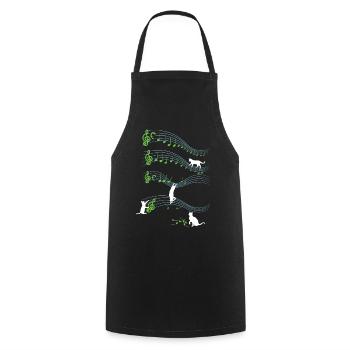 Playful Cute Cat Playing On Musical Notes Musician - Cooking Apron - black - Front - AI Model Male 185 dark (185cm)