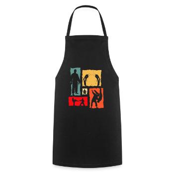 Judo Retro - Cooking Apron - black - Front - AI Model Male 185 dark (185cm)