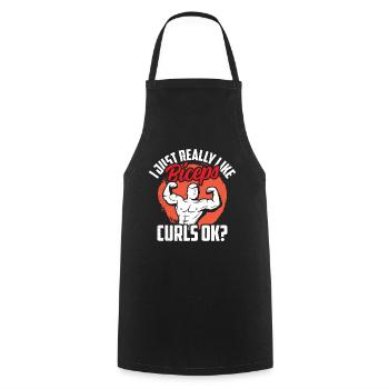 J’aime vraiment les muscles des biceps - Tablier de cuisine - noir - Devant - AI Model Male 185 dark (185cm)