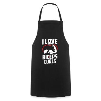 I love bicep curls biceps muscles sayings - Cooking Apron - black - Front - AI Model Male 185 dark (185cm)