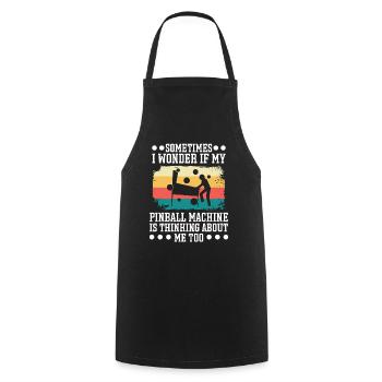 Jeu de flipper amusant - Tablier de cuisine - noir - Devant - AI Model Male 185 dark (185cm)