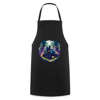 Offroad Quad Race Forest Cartoon Illustration - Cooking Apron - black - Front - AI Model Male 185 dark (185cm)