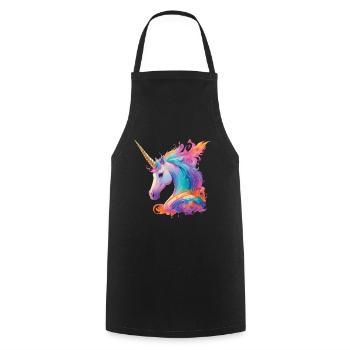 Beau cheval licorne poney avec crinière arc-en-ciel - Tablier de cuisine - noir - Devant - AI Model Male 185 dark (185cm)