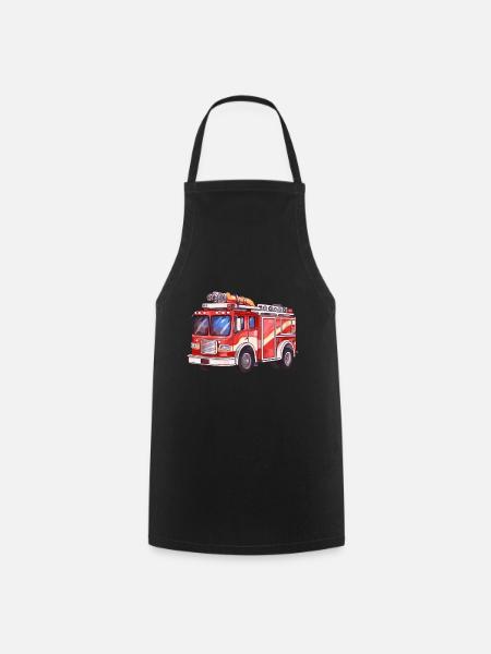 Cool fire truck fire engine of the fire brigade - Cooking Apron - black