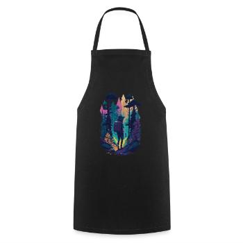 Forest Hiking Nature Hiking Design Illustration - Cooking Apron - black - Front - AI Model Male 185 dark (185cm)