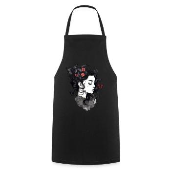 Gothic Girls and Butterflies: Aesthetic - Cooking Apron - black - Front - AI Model Male 185 dark (185cm)
