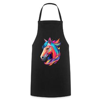 Cheval Pony Design Cheval avec des couleurs colorées - Tablier de cuisine - noir - Devant - AI Model Male 185 dark (185cm)