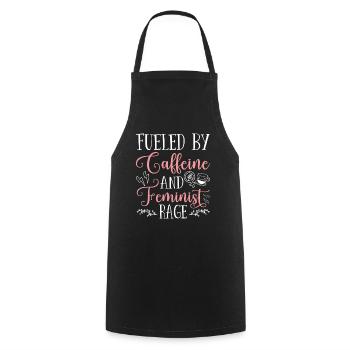 Alimenté par la caféine et la rage féministe - Tablier de cuisine - noir - Devant - AI Model Male 185 dark (185cm)