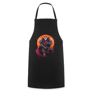 Epic Gamer Guardian with cape with moon on the - Cooking Apron - black - Front - AI Model Male 185 dark (185cm)