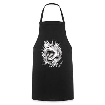 Fleur de requin Oceanographe Plongeur Cadeau - Tablier de cuisine - noir - Devant - AI Model Male 185 dark (185cm)