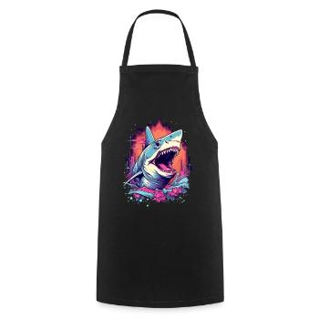 Fleur de requin Oceanographe Plongeur Cadeau - Tablier de cuisine - noir - Devant - AI Model Male 185 dark (185cm)