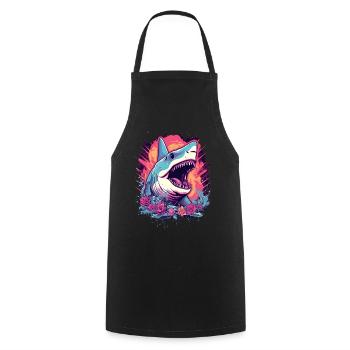 Fleur de requin Oceanographe Plongeur Cadeau - Tablier de cuisine - noir - Devant - AI Model Male 185 dark (185cm)