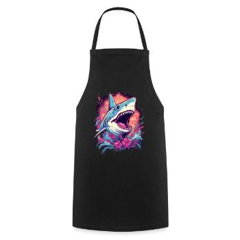 Fleur de requin Oceanographe Plongeur Cadeau - Tablier de cuisine - noir - Devant - AI Model Male 185 dark (185cm)