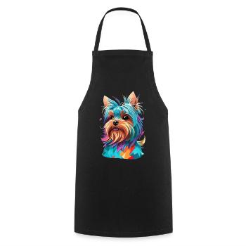 The Yorkshire Terrier Polygon Dog Art Dogs - Cooking Apron - black - Front - AI Model Male 185 dark (185cm)