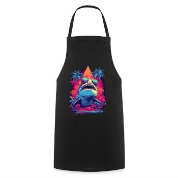 Cadeau Shark Palm Beach Oceanographer Diver - Tablier de cuisine - noir - Devant - AI Model Male 185 dark (185cm)