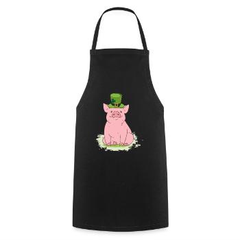 Lucky Pig Wearing Paddy Hat St. Patrick's Day - Kochschürze - Schwarz - Vorne - AI Model Male 185 dark (185cm)