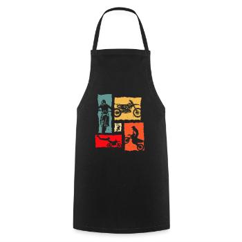 Motocross Retro Dirtbike Stunt Motocross Rider - Cooking Apron - black - Front - AI Model Male 185 dark (185cm)