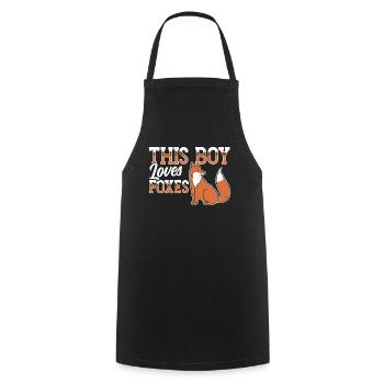 This boy loves foxes fox animal lover - Cooking Apron - black - Front - AI Model Male 185 dark (185cm)