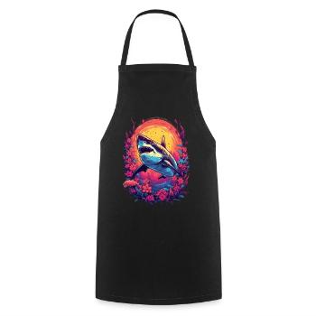 Fleur de requin Oceanographe Plongeur Cadeau - Tablier de cuisine - noir - Devant - AI Model Male 185 dark (185cm)