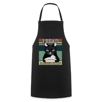 Lesen Verbotenes Buch Lustiger Buchliebhaber Lesen Sie Retro-Katze - Kochschürze - Schwarz - Vorne - AI Model Male 185 dark (185cm)