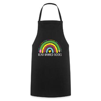 Ich habe Verbotenes Buch Rainbow Book Lover Reader gelesen - Kochschürze - Schwarz - Vorne - AI Model Male 185 dark (185cm)