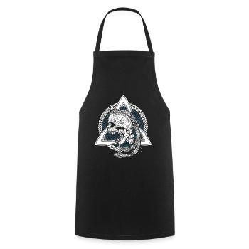 Occult Viking Witches Symbol Runes Skull Triskel - Cooking Apron - black - Front - AI Model Male 185 dark (185cm)