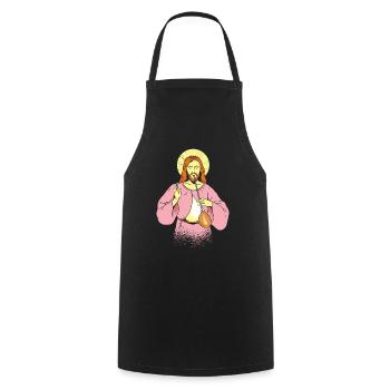 Jesus als Glasbläser - Glasblasen Weihnachten - Kochschürze - Schwarz - Vorne - AI Model Male 185 dark (185cm)