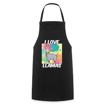 I love llamas llama animal llama sayings - Cooking Apron - black - Front - AI Model Male 185 dark (185cm)