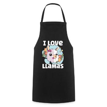 I love llamas llama animal llama sayings - Cooking Apron - black - Front - AI Model Male 185 dark (185cm)