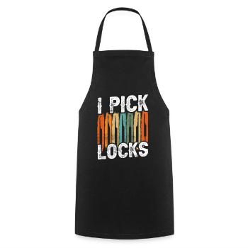 I Pick Locks Cracker Lock Lock Picking - Cooking Apron - black - Front - AI Model Male 185 dark (185cm)
