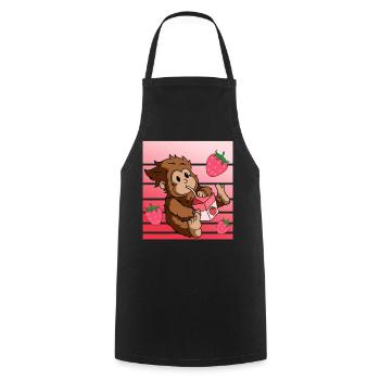 Bigfoot Kawaii Erdbeer Milchshake - Kochschürze - Schwarz - Vorne - AI Model Male 185 dark (185cm)