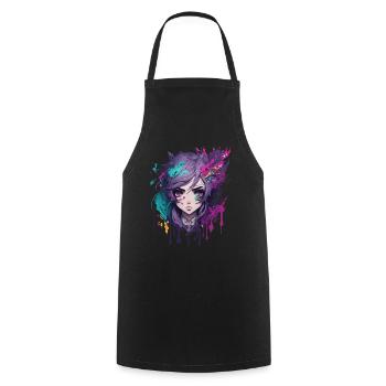 Anime Manga Figure Kawaii Otaku Japan Chibi Design - Cooking Apron - black - Front - AI Model Male 185 dark (185cm)