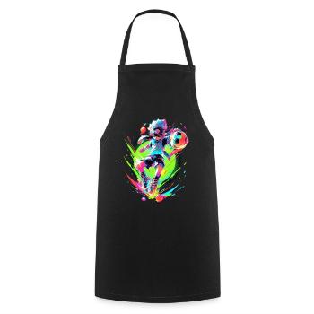 Funky cartoon footballer in street art gaming flair - Cooking Apron - black - Front - AI Model Male 185 dark (185cm)