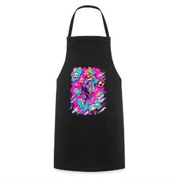 Intrigant joueur de football de jeu de street art - Tablier de cuisine - noir - Devant - AI Model Male 185 dark (185cm)