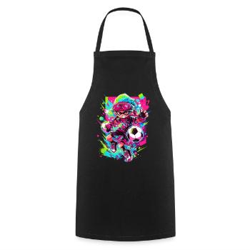Street art gaming meets cartoon footballers - Cooking Apron - black - Front - AI Model Male 185 dark (185cm)