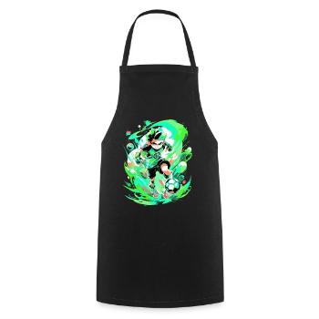Cool street art gaming vibes with soccer player - Cooking Apron - black - Front - AI Model Male 185 dark (185cm)