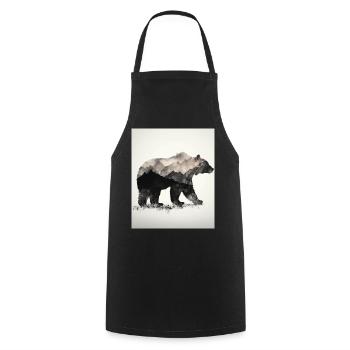 Majestic Bear in the Mountains on White Background - Cooking Apron - black - Front - AI Model Male 185 dark (185cm)