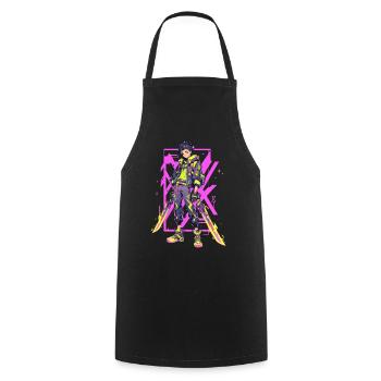 Shibuya: Cool Anime Boy with Sword Japanese - Cooking Apron - black - Front - AI Model Male 185 dark (185cm)